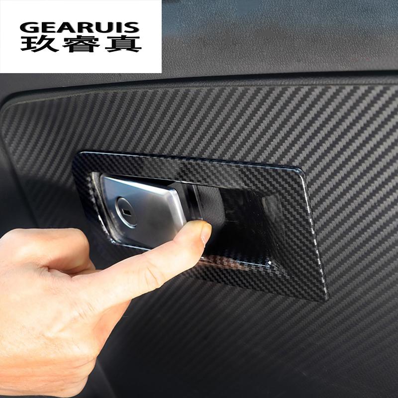 Car Styling Carbon Fiber Copilot Glove Box Handle Decoration Covers Stickers Trim For BMW X3 G01 2018 Interior Auto