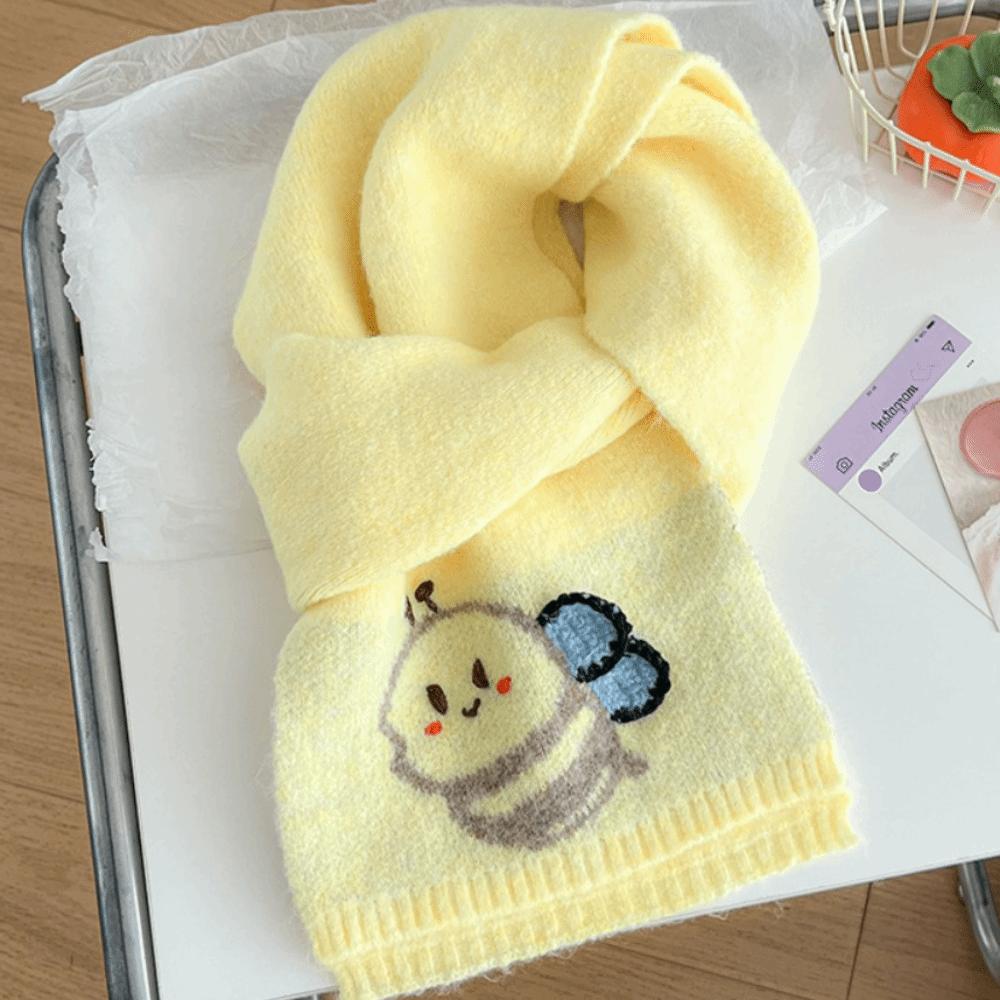 Sweet Cashmere Knitted Scarf Korean Style Winter Neck Warmer Cartoon Embroidery Scarf Student