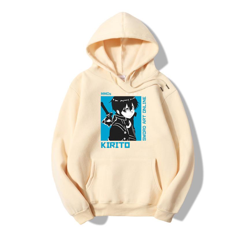 Sword Art Online Kirito Аниме Принт Мужчины Женщины Толстовки С Капюшоном Оверсайз Свитшот Harajuku Длинный Рукав Пуловер Унисекс Уличная Одежда