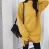 Winter Warm Long Sleeve Women Knitted Slit Sweater Dress  Turtleneck Sweaters  Female Clothes