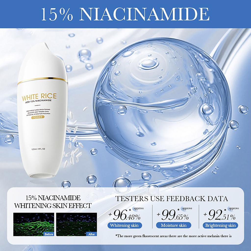 Тоник с ниацинамидом и белым рисом, увлажняющий, осветляющий, фиксирующий влагу, 120 мл