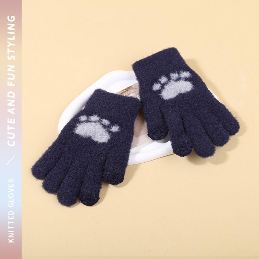 Сенсорные вязаные шерстяные варежки Утепленные перчатки для велоспорта на открытом воздухе Полные пальцы Guantes Женские Мужские