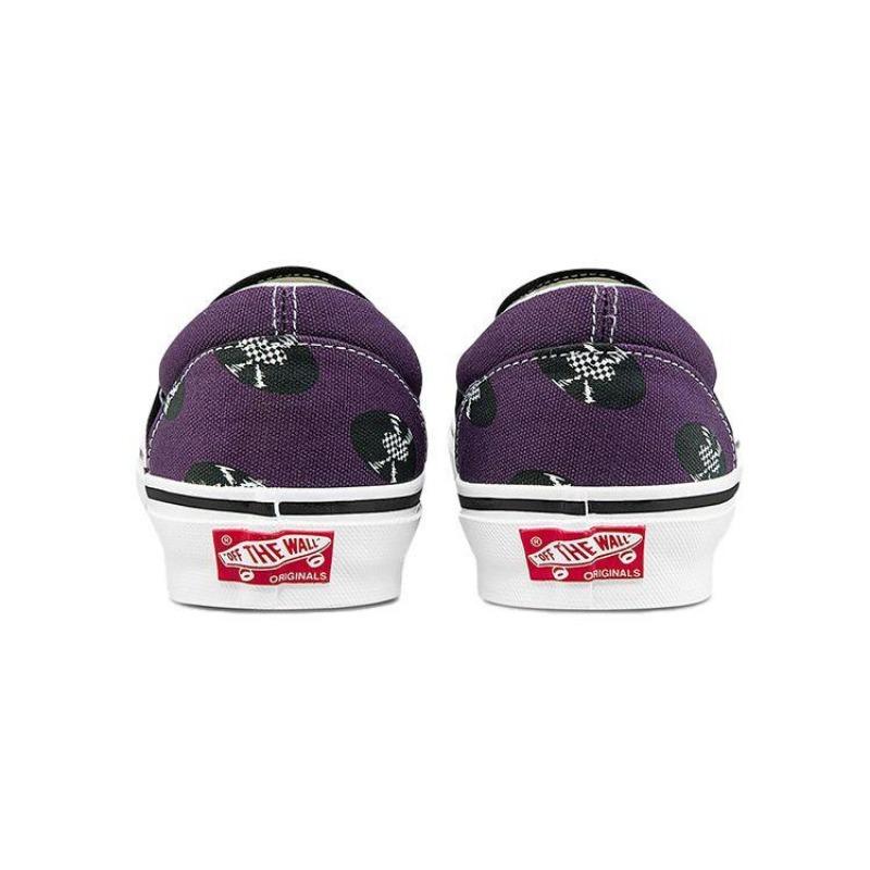 Vans × Wacko Maria Классические слипоны LX Холст с принтом Низкие Унисекс Кеды для скейтбординга Фиолетовые VN0A45JK596