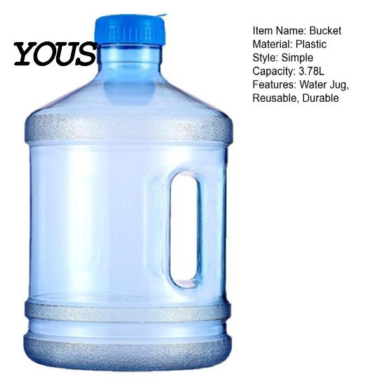 Reusable Beverage Dispenser Jug Water with Handle And Screw Top, 3.78L Capacity Portable Bucket Dispenser, Plastic Bottle for Home Office Easy Carry