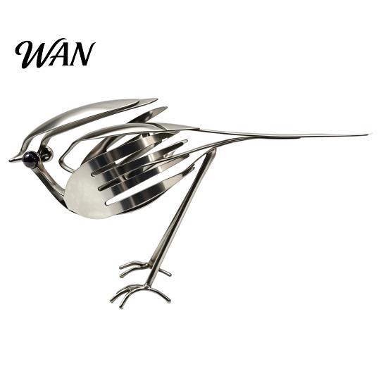 Bird Figurine Metal Art Sculpture, Handmade Fork And Spoon Figurine, Vintage Rustic Handcrafted Decor Statue for Indoor Outdoor Home Office