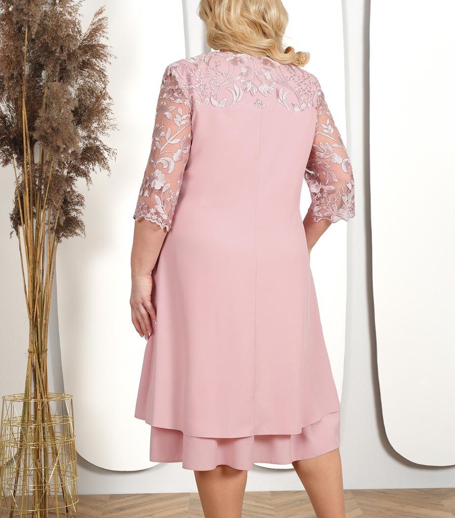 Plus Size Summer Dress Elegant Embroidery Chiffon Prom Formal Party Dresses for Chubby Women Loose Ladies Church Dress