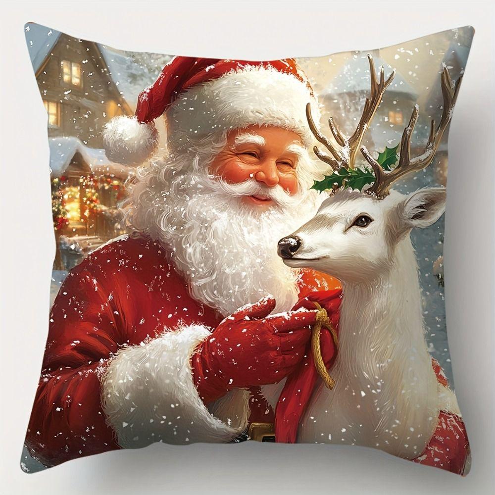 Snowman Christmas Pillow Covers Elk New Year Decorative Pillowcases Cartoon Xmas Party Santa Claus Throw Pillow Covers