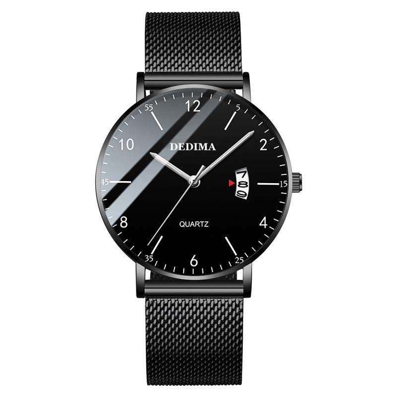 Новые ультратонкие мужские водонепроницаемые кварцевые часы со светящимся стальным сетчатым ремнем, трендовые часы, настоящие часы с ремнем