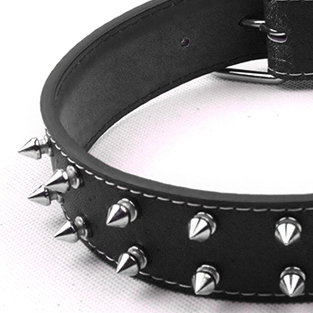 Punk Style Dog Collar with Spikes PU Leather Adjustable Studded Spiked Dog Collar Rivet Pet Collar