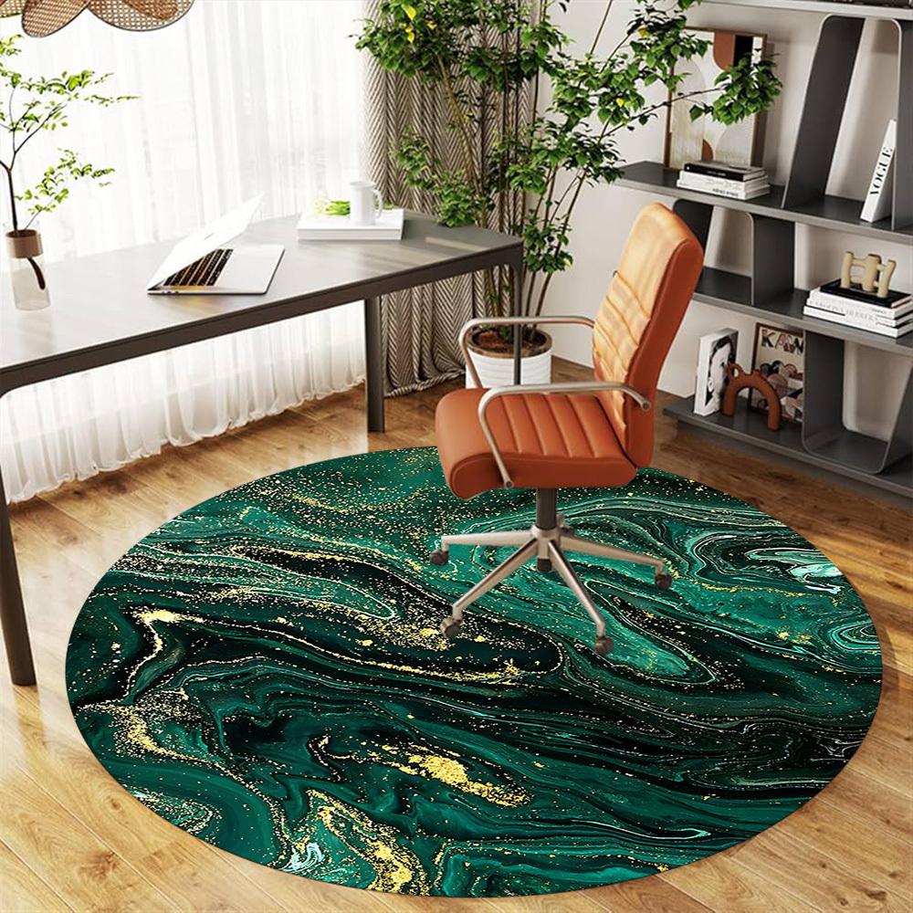 1pc Marble Texture Round Chair mat Area Rug - Non-Slip, Floor Mat for Office, Bedroom, and Indoor Decor c1125348