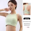 Женский укороченный топ для йоги с двойным слоем: Майка с защитой от провисания и красивым дизайном спины для летнего фитнеса