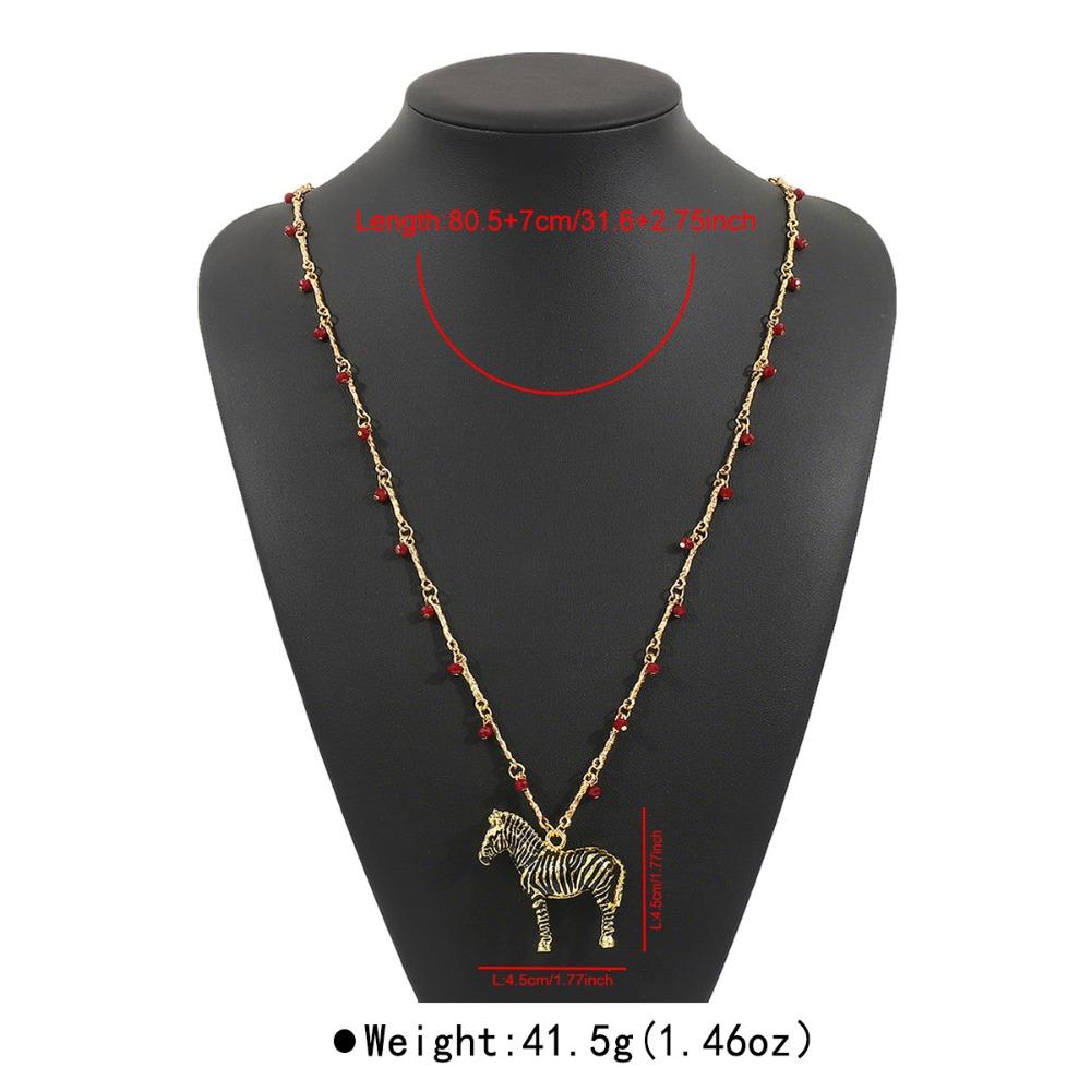 Pony Vintage Enamel Necklace Double-layer Beaded Chain Choker Bohemian Collarbone Chain  Women
