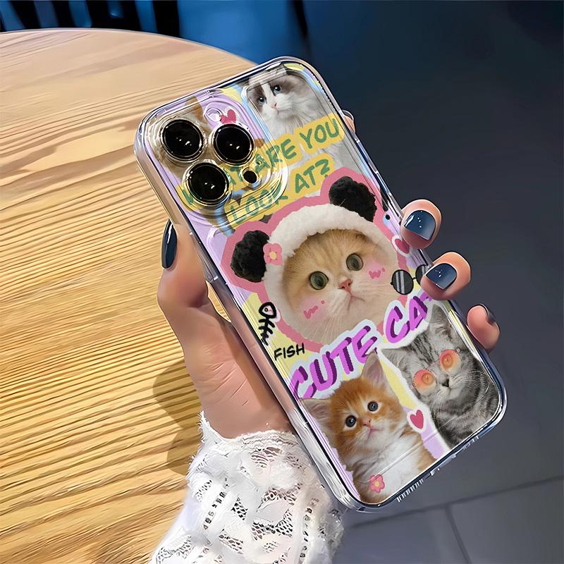 Милый Кот Комикс Чехол для Телефона Для IPhone 13 11 Чехол IPhone 15 17 13 12 14 16 Pro Max 16 Plus 17 Air Мягкий Силиконовый Ударопрочный Чехол