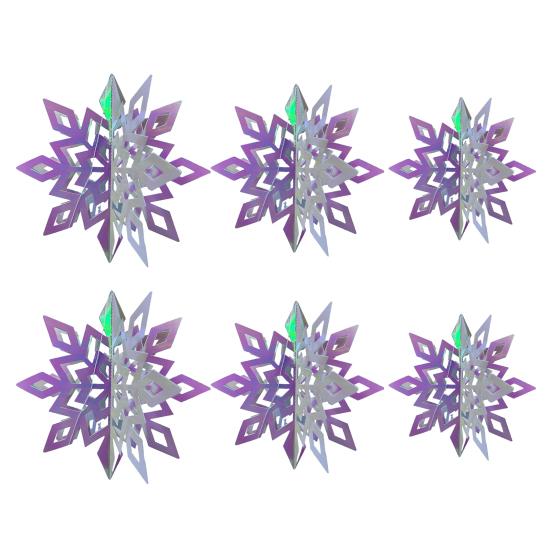 6 шт. Рождественские украшения-снежинки 3D Большие переливающиеся бумажные снежинки Подвесное украшение для зимней сказки, рождественской вечеринки, праздничного домашнего декора