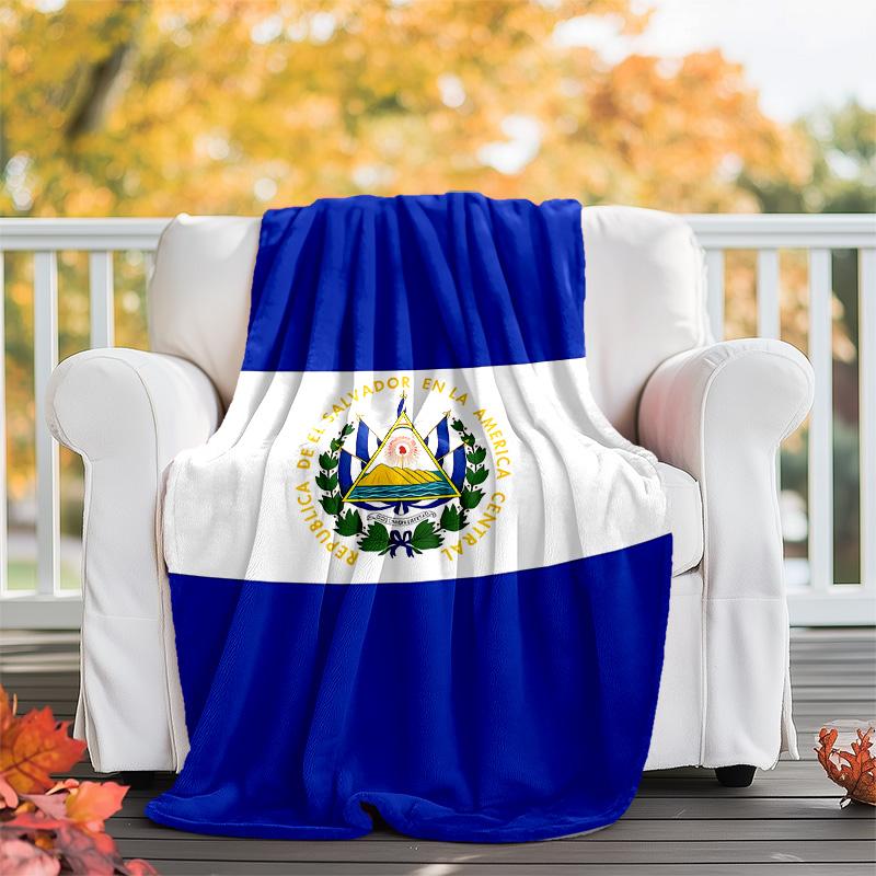flag of El Salvador printed throw blanket—lightweight,soft,warm;versatile blanket for all seasons—perfect as &air-conditioning throw,nap blanket