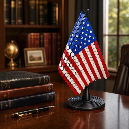 Цельнометаллический браслет с флагом США, Патриотический декор для стола, 3D-печатная скульптура американского флага, Настольное украшение к 250-летию Дня независимости, для 4 июля
