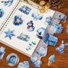 56pcs Transparent Cartoon Blue Winter Stickers Pack Waterproof PET Bookkeeping Material Decorative Car Notebook Graffiti Sticker