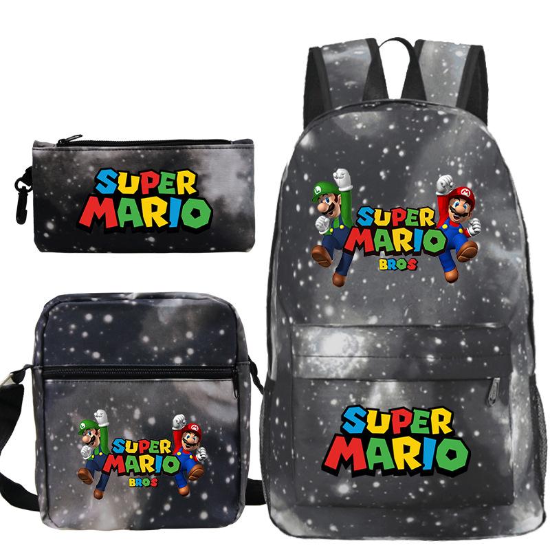 Трехсекционная школьная сумка "Супер Мэри", для мальчиков и девочек, школьная сумка большой вместимости, сумка через плечо, пенал.