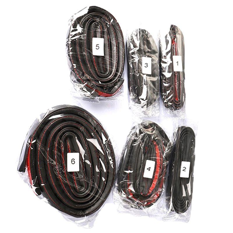 6Pcs Rubber Auto Door Seal Strips Kit Whole Car Sealing Trim Tape Soundproof Noise Reduction For Tesla Model S
