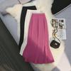 2025 Summer High Waist French Fishtail Midi Skirt for Women - Slim A-Line with Irregular Hem