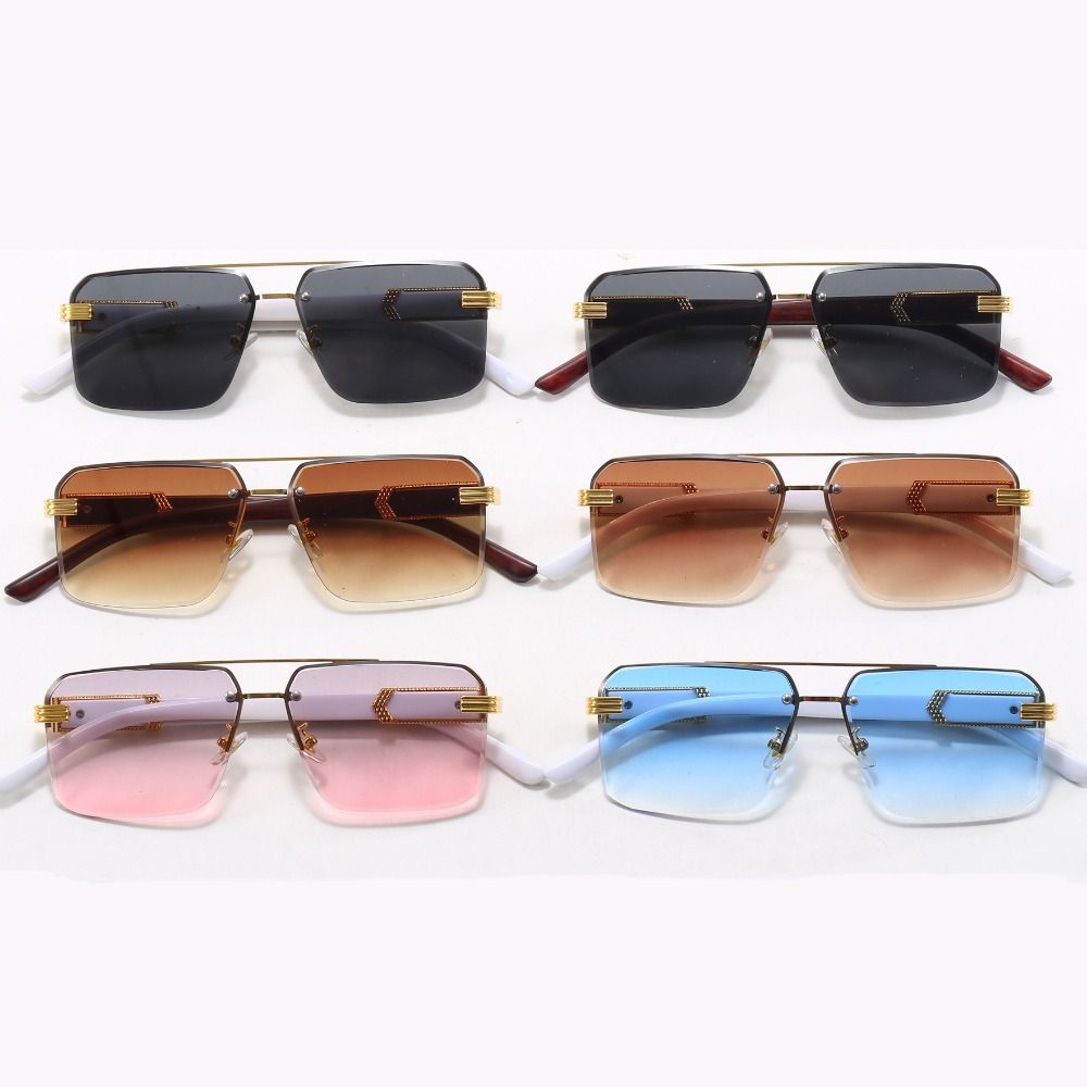 Marble Pattern Rimless Sunglasses UV 400 Driving Eyewear Vintage Men Sunglasses Holiday