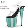 Модные 20 см Высокие Каблуки Сексуальные Платформы Сандалии Стриптиз Обувь для Танцев Женские Свадебные Разноцветные Большие Размеры Женские Сандалии Лето