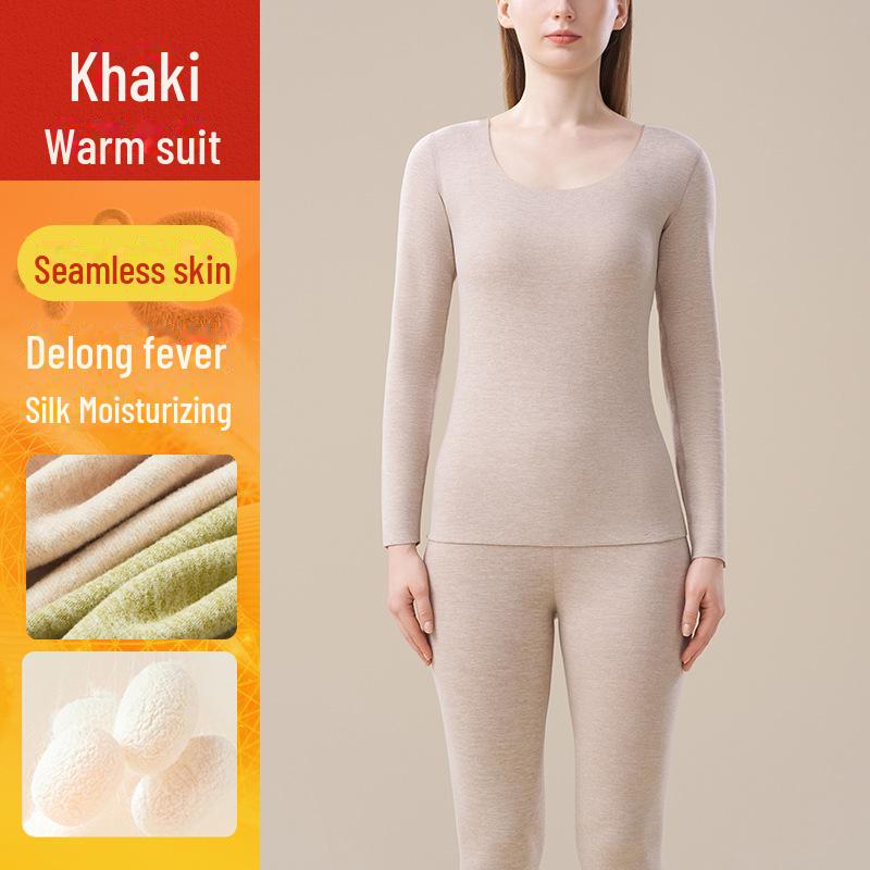 Женский комплект термобелья из кашемира и шелка: Немецкий бархат, плотный, уютный, базовые вещи для осени и зимы.