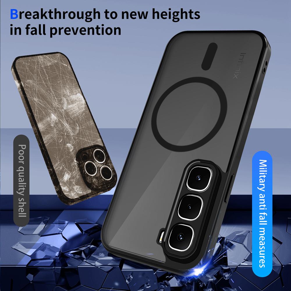 KEYSION Магнитный чехол для телефона для Infinix Hot 60i 4G TPU+PC Матовый полупрозрачный ударопрочный чехол для Infinix Hot 60 Pro+ 60 5G