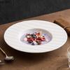 Pure White Striped Ceramic Thick Soup Plate Restaurant Deep Plate Salad Plate Dessert Dish Molecular Cuisine Specialty Tableware