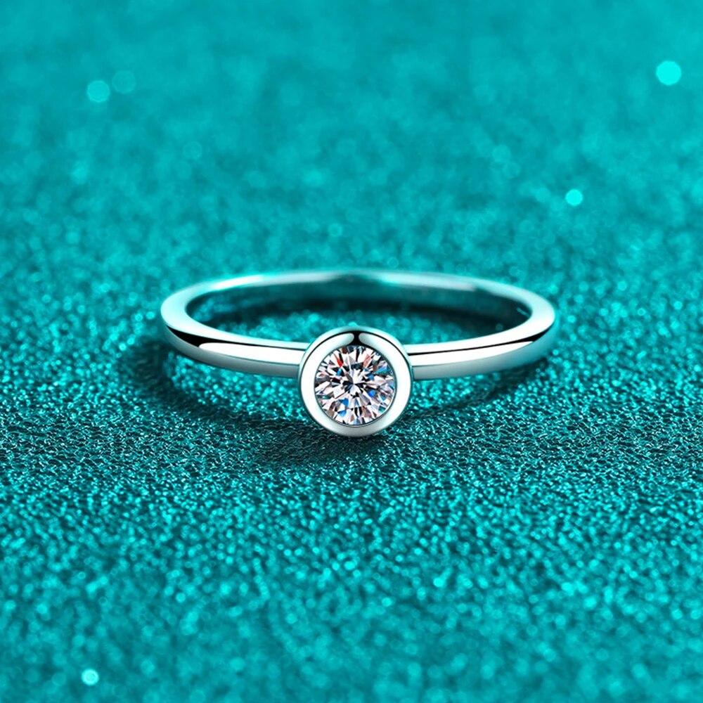 D Color VVS1 Moissanite Rings Round Classic Trendy Women Man Fine Jewelry GRA Certified S925 Sterling Sliver Plated 18k Ring