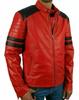 Handmade New Genuine Lambskin Leather Red Stylish Men's Jacket Motorcycle Biker
