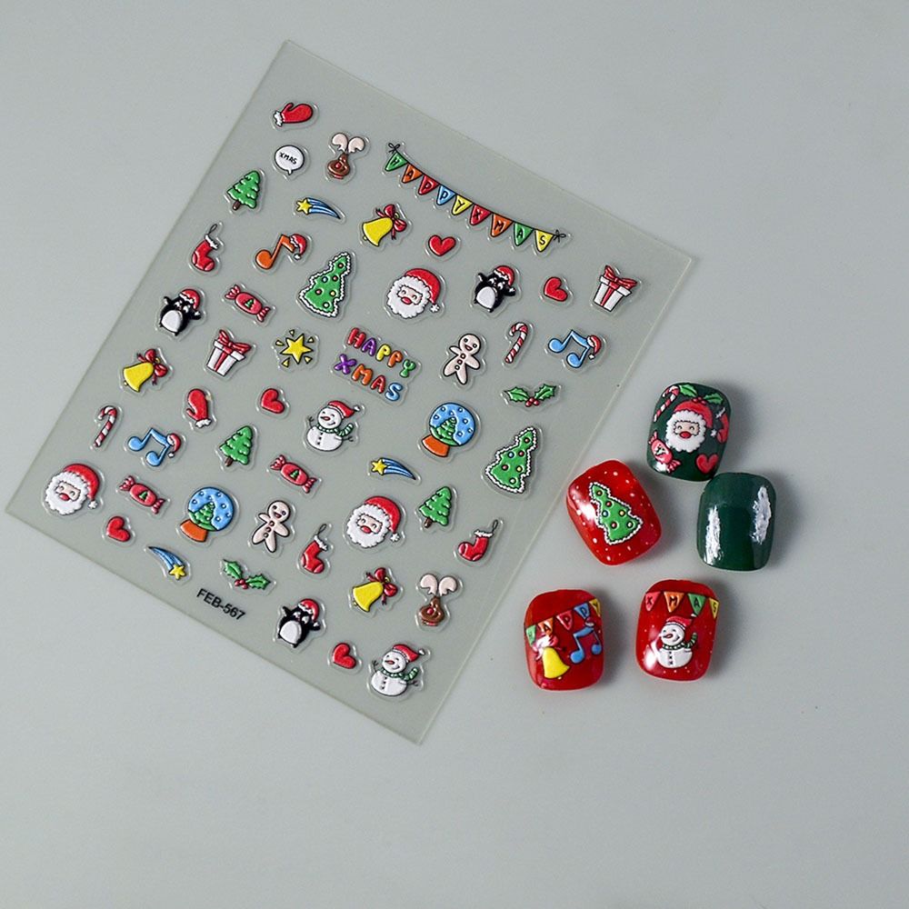 Милые рождественские маникюрные наклейки снежинки маникюр дизайн ногтей Decoratio 5D рельефные наклейки для ногтей женские