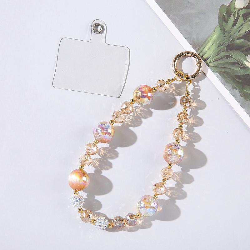 Advanced Mobile Phone Strap Wristband with Rose Flowing Light Colorful Pendant for Girls' Hearts Crystal Bead Hanging