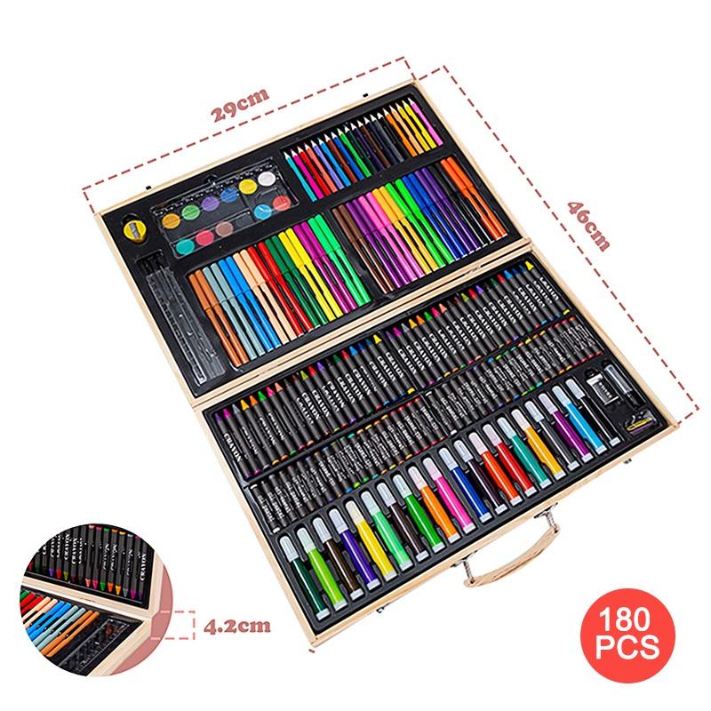 150/180 Pcs Drawing Art Set Painting Pen Colour Pencils with Wooden Case Wooden Art Painting Exclusive Set