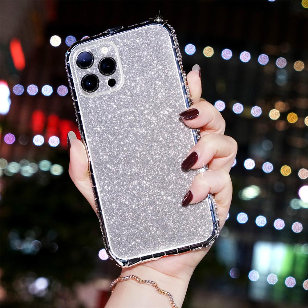 Чехол-бампер с металлическим каркасом и стразами для iPhone 12 11 Pro Max 12 Mini Case 6S 7 8 Plus X Xr Xs SE 2020 Чехол Защитная задняя крышка с блестками и бриллиантами