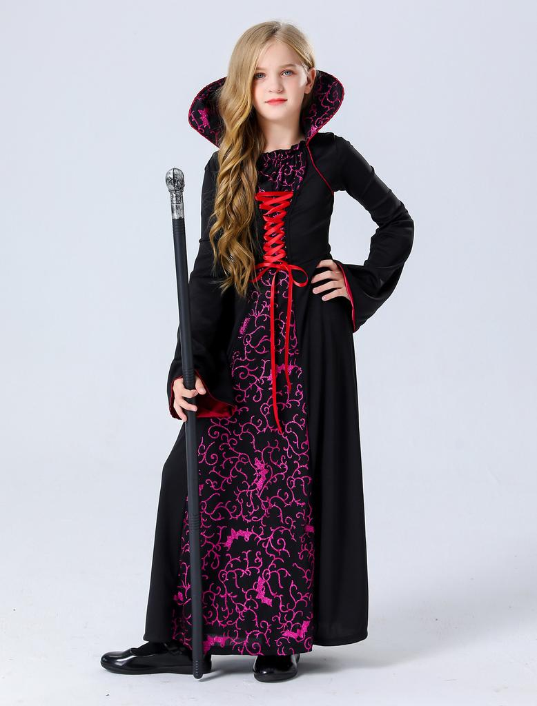 Halloween Vampire Demon Court Queen Witch Masquerade Cosplay Parent-Child Dress