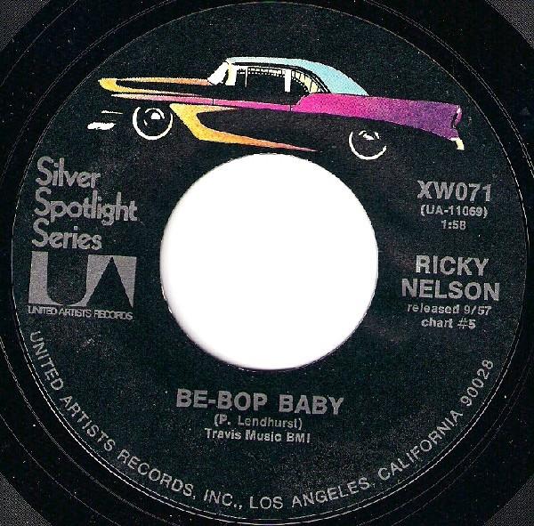 7-дюймовая пластинка RICKY NELSON - Be-Bop Baby / Stood Up XW071 United Artists 1973 США Рок Б/у