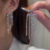 Tassel & Rhinestone Long Earrings for Women, 925 Silver Needle, Personalized Gold Design