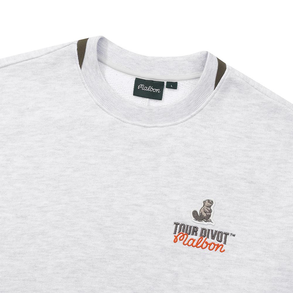 MALBON GOLF [Tour Divot] French Terry Sweatshirt Melange Gray (Man)