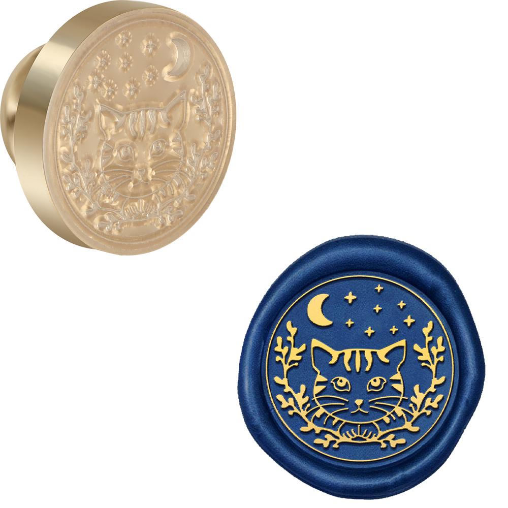 Серия «Кошки» Сургучная печать с рисунком животных Печать из сургуча 25 мм Съемная латунная головка для украшения конвертов, открыток, упаковок