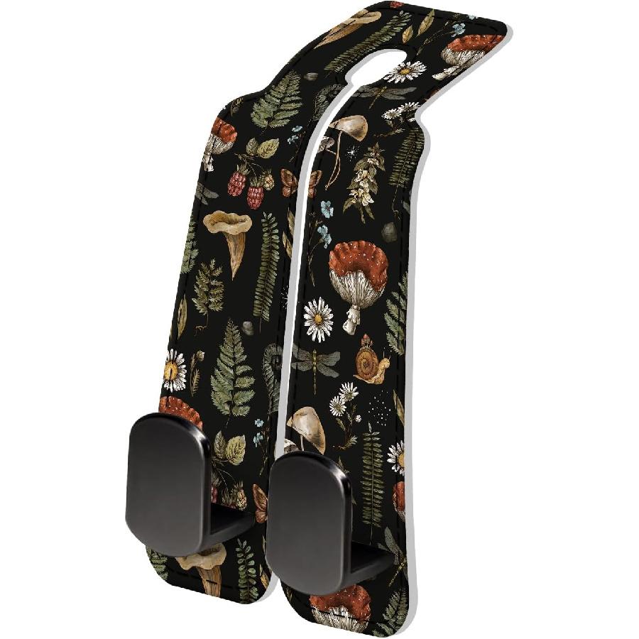 PU Leather Car Seat Hook, Storage Headrest Hanger, Cute Car Backseat Organizer, Car Hooks For Purses and Bags Black Leopard