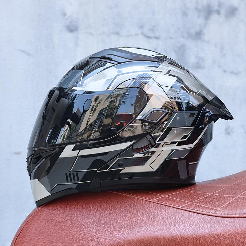 ORZ-Premium ABS Modular Motorcycle Helmet, Dual Internal & External Visor, Breathable Anti Impact Protective Gear for Riders