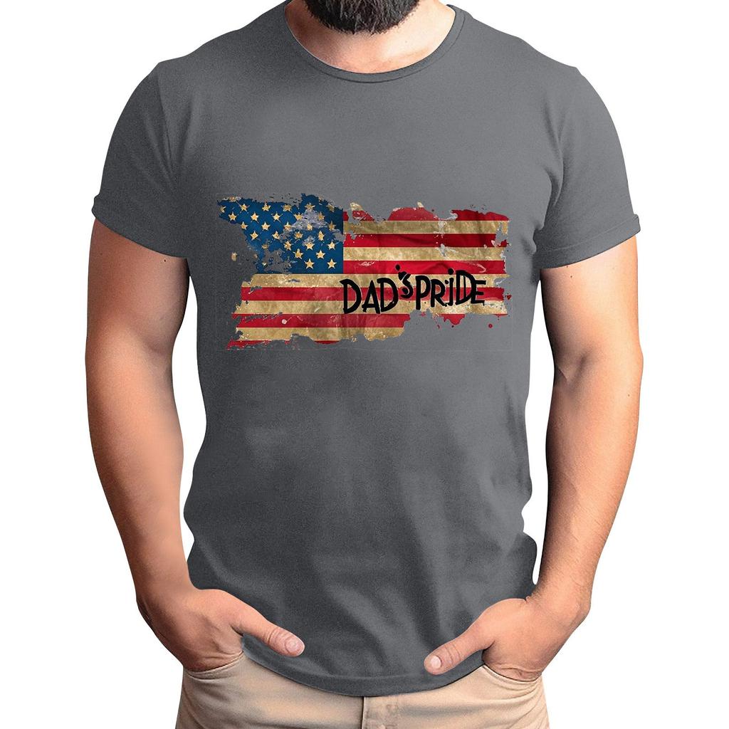 Мужская футболка с принтом флага ко Дню отца, мужской свободный повседневный топ с коротким рукавом