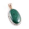 Natural Malachite Gemstone 925 Sterling Silver Gift Two Tone Pendant 1.4'' Z0w38