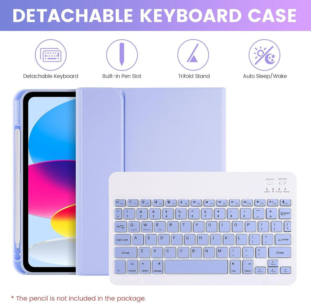 Case for iPad A16 11 Inch A3355 A3356 A3354, for iPad 10th 10.9 Inch A2696 A2757 A2777 A3162 Removable Keyboard Cover