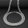 1 Set Titanium Steel Cuban Link Chain Men's Polished Stainless Steel Jewelry, Hip-Hop Party Style Necklace And Bracelet No Pendant Design
