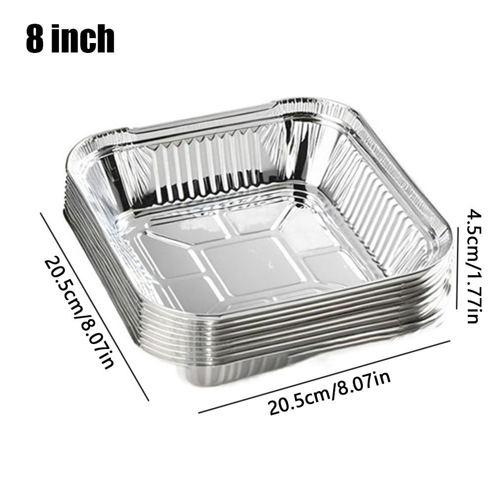 10Pcs Reusable Food Tin Foil Tray 6/7/8 Inch Air Fryer Tray Durable Aluminum Foil Box