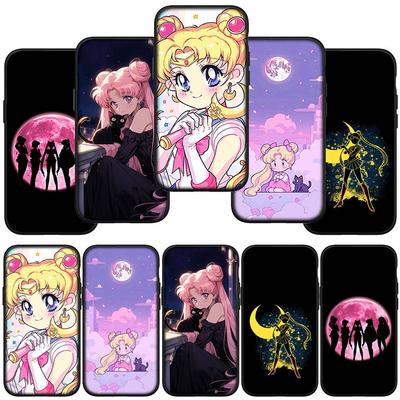Чехол для телефона Samsung Galaxy S24 S23 iPhone 15 14 Xiaomi Redmi Note 13 12 11 8 10 9 Pro Max Plus X XR OPPO A15 Huawei Cute Sailor Girl Moon Cover