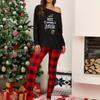 Женский рождественский повседневный свободный брючный костюм с длинными рукавами и принтом «Merry Christmas/Let It Show» в клетку