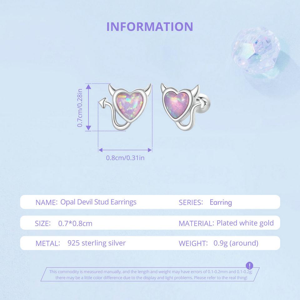 Серьги Pink Love Heart Devil Opal, милые серьги Sweet Heart Opal из серебра 925 пробы